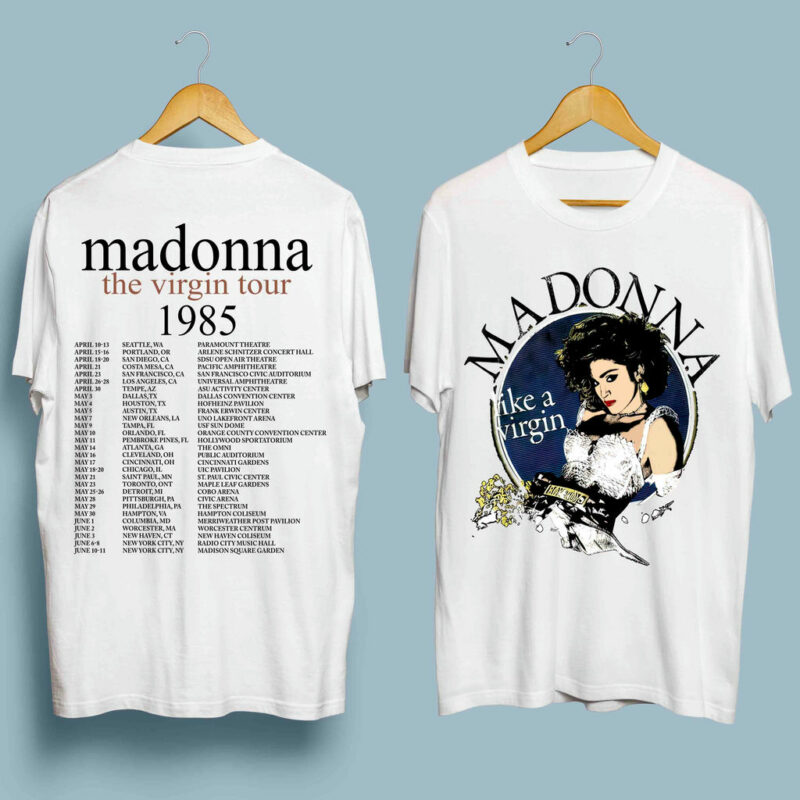 1985 Madonna Like A Virgin Us Tour Front 5 T Shirt