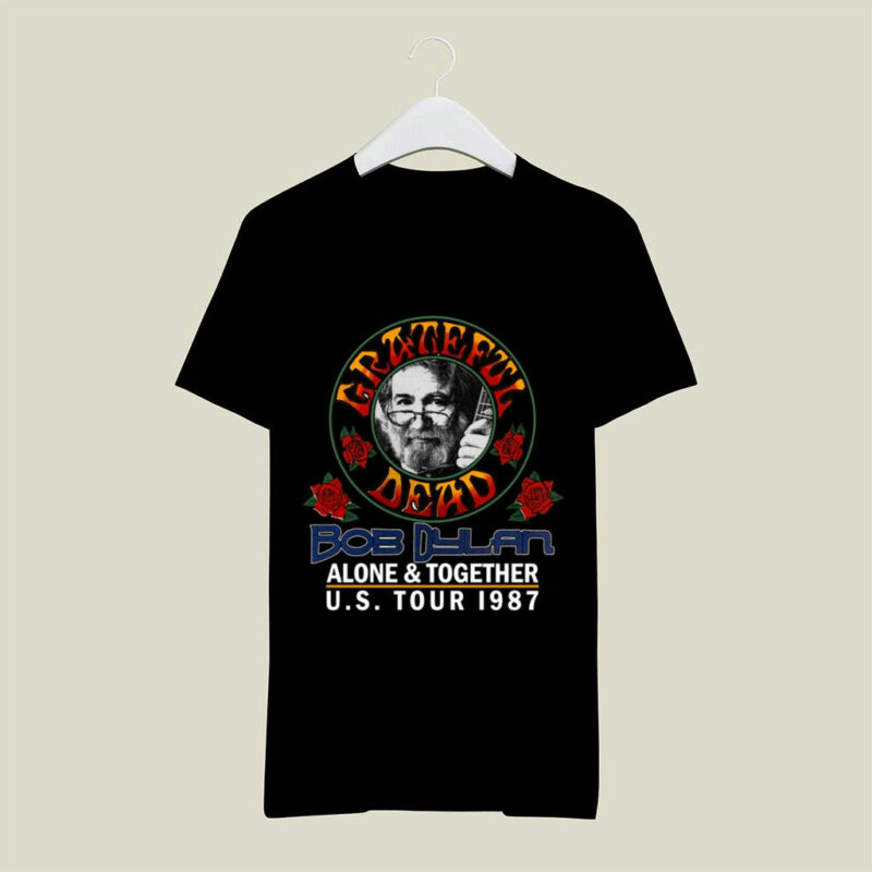 1987 Grateful Dead Jerry Garcia Bob Dylan The Dead Front 1 4 T Shirt