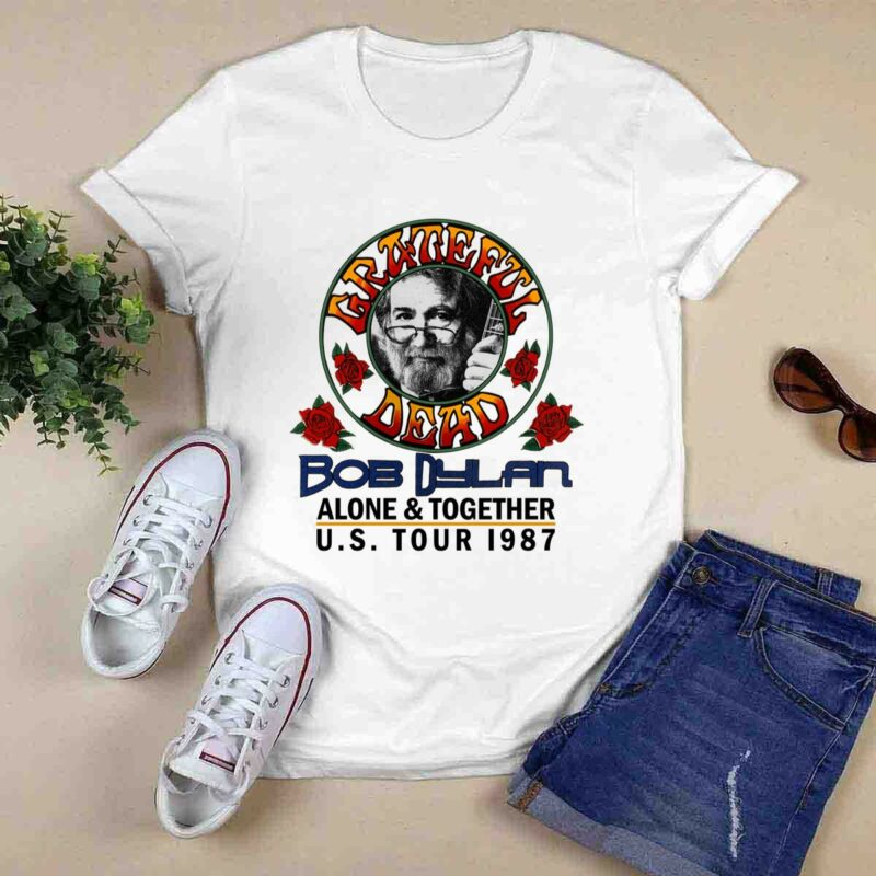 1987 Grateful Dead Jerry Garcia Bob Dylan The Dead Front 6 T Shirt