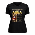 Abba 54th Anniversary Member Signature 5 Womens V Neck 1.jpg