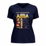 Abba 54th Anniversary Member Signature 9 Womens V Neck 1.jpg