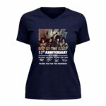 Kiss band 53rd Anniversary 1973 2026 Signature 9 Womens V Neck 1.jpg