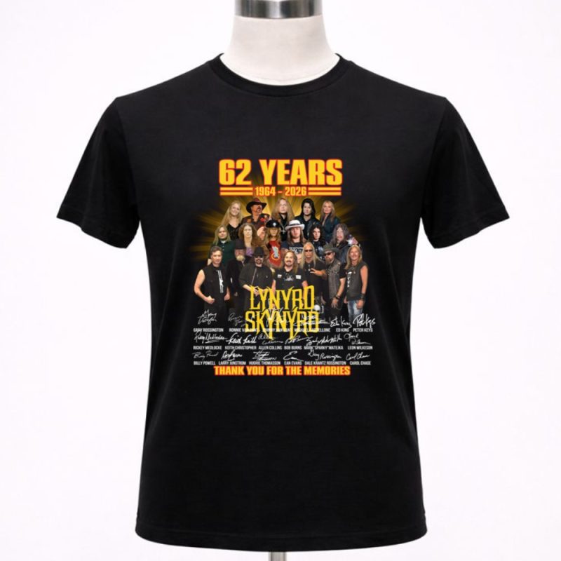62 Years 1964 2026 Lynyrd Skynyrd thank You for the memories signatures 1 T Shirt 3