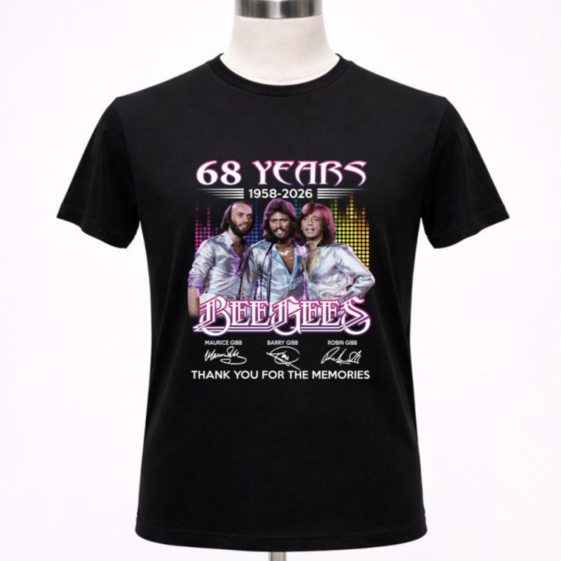 68 years 1958 2026 Bee Gees Maurice Gibb Barry Gibb Robin Gibb Signatures Thanks 1 T Shirt 3