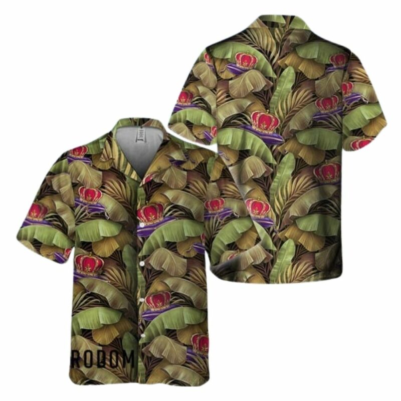 Abstract Banana Leaves Crown Royal Hawaiian Shirt 1