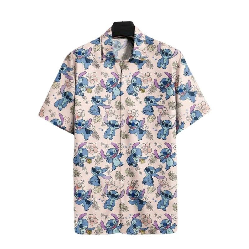 Adorable stitch floral pattern hawaiian shirt 1