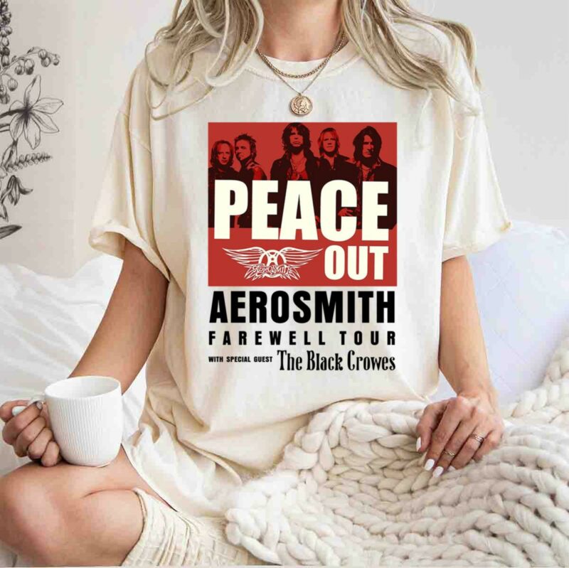 Aerosmith 2023 2024 Peace Out Farewell Tour The Black Crowes Tour Front 5 T Shirt