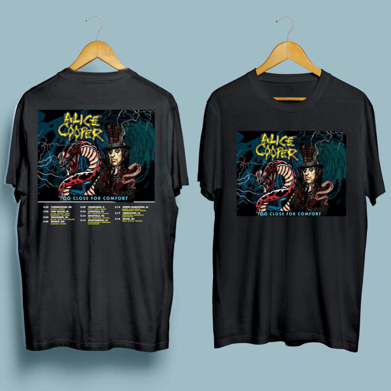 Alice Cooper Too Close For Comfort Tour 2023 Front 4 T Shirt