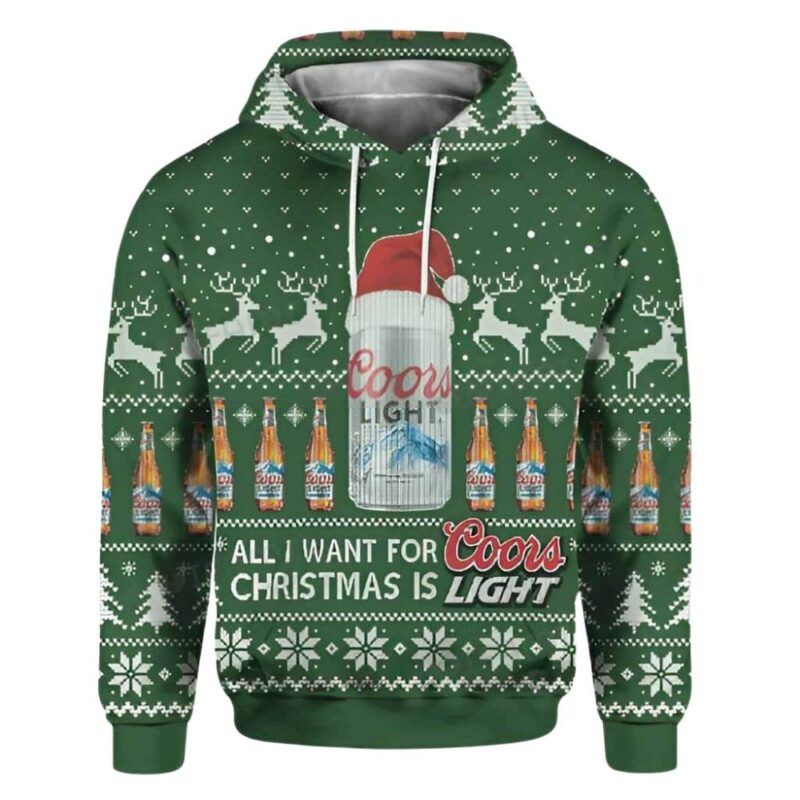 All i want for christmas is coors light beer 3d hoodie 1
