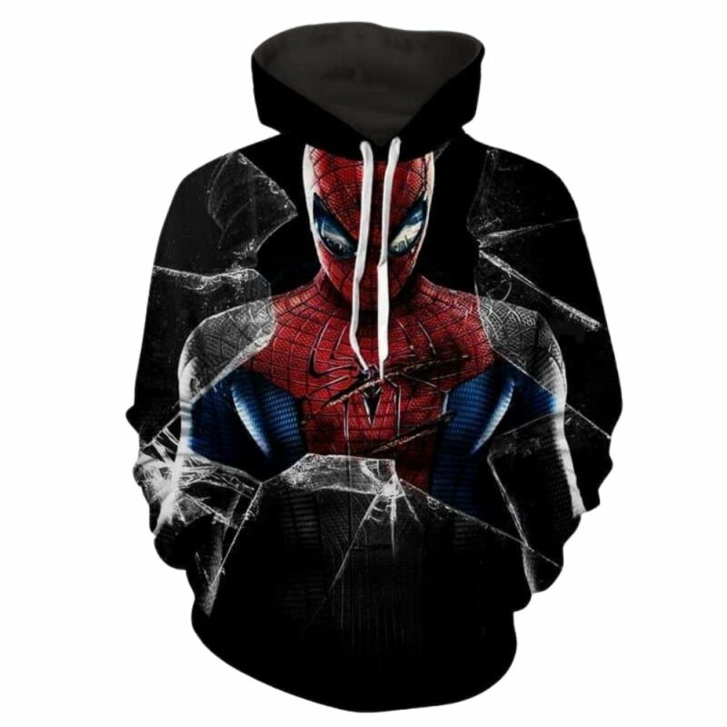 Amazing spiderman broken glass scratch 3d hoodie 1