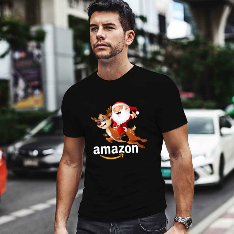 Amazon Santa Claus Riding Reindeer Christmas 0 T Shirt