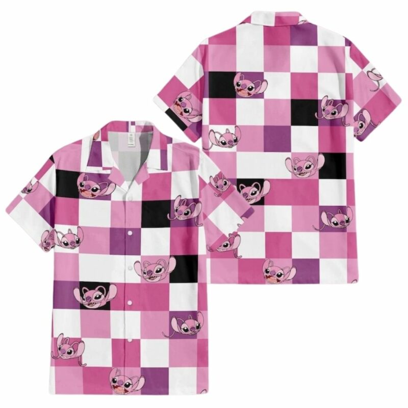 Angel lilo and stitch checkered hawaiian shirt 1
