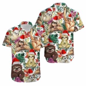 Animal Flower Funny Sloth Merry Christmas Hawaiian Shirt