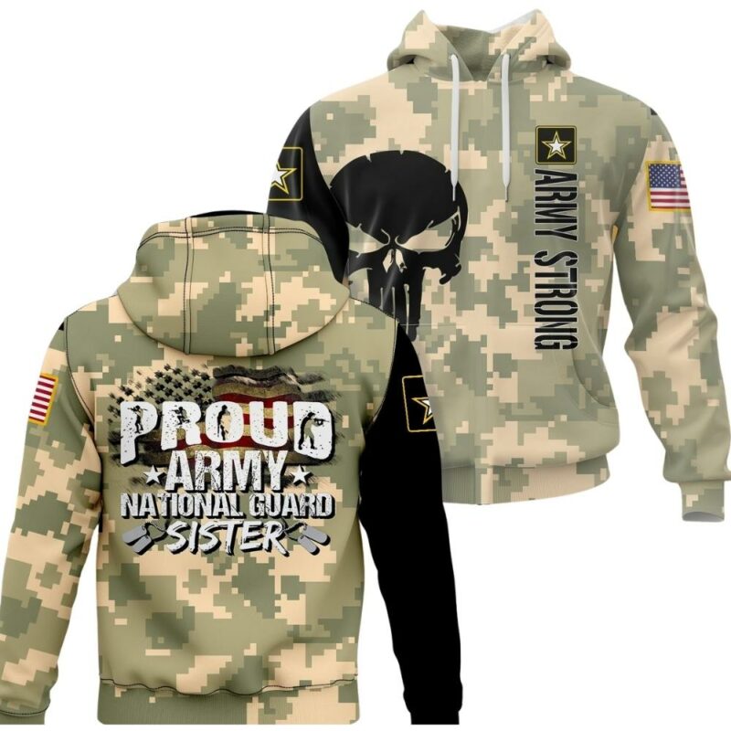 Army Ribbons Proud Army National Guard Sister Veteran On 4Th July 3D Hoodie 1