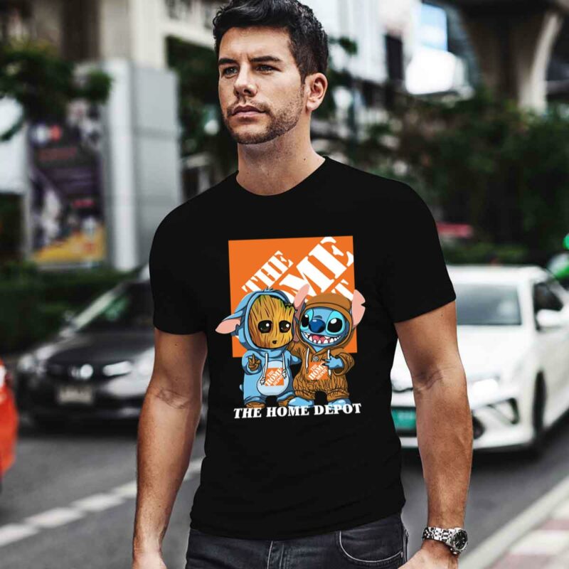Baby Groot And Baby Stitch With The Home Depot Logo 0 T Shirt 1
