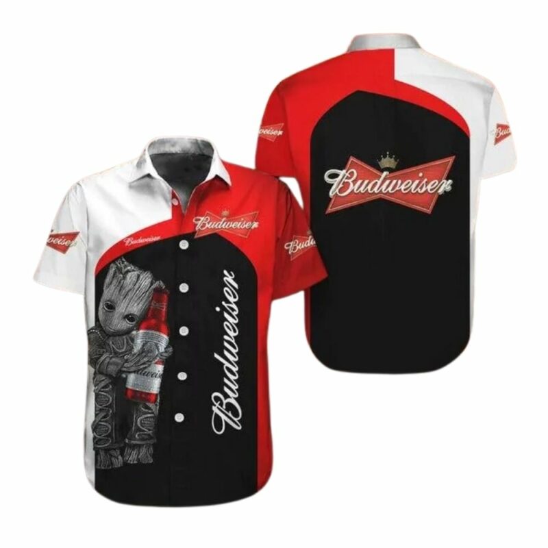 Baby Groot With Budweiser Beer Hawaiian Shirt