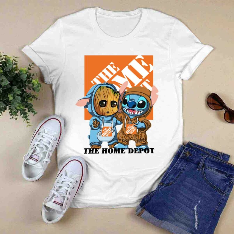 Baby Groot And Baby Stitch With The Home Depot Logo 0 T Shirt