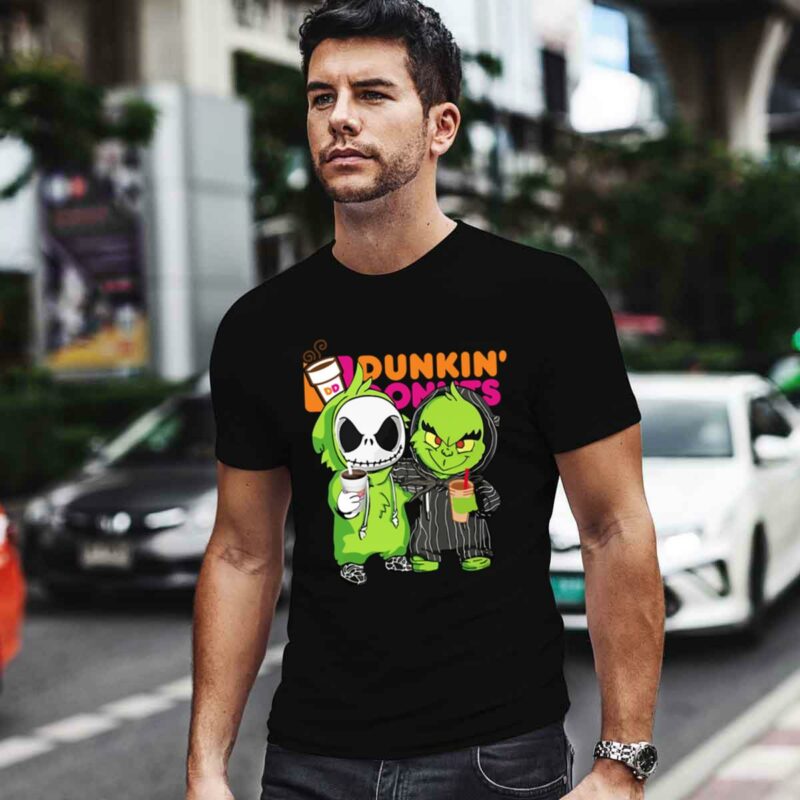 Baby Jack Skeleton And Baby Grinch Drink Dunkin Donuts 0 T Shirt