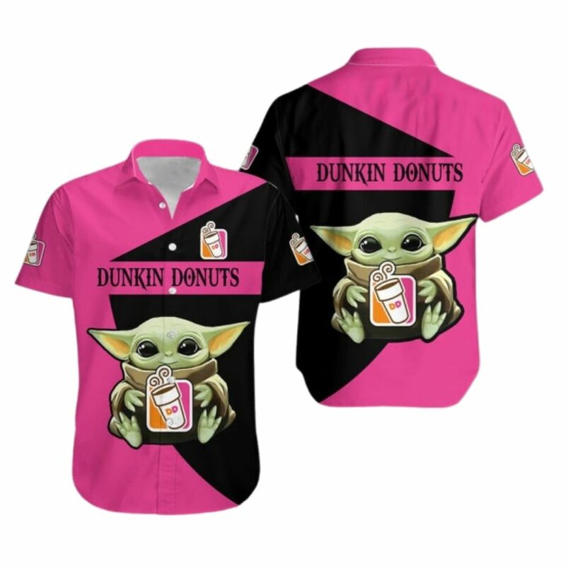 Baby Yoda Hold Logo Dunkin Donuts In My Heart Hawaiian Shirt