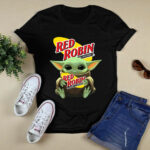 Baby Yoda Hug Logo Red Robin for Christmas 3 T Shirt