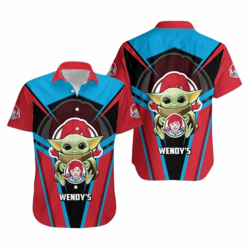 Baby Yoda Hug Logo Wendys Hawaiian Shirt