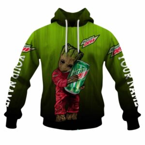 Baby Groot Hold Can Moutain Dew All Over Print Hoodie