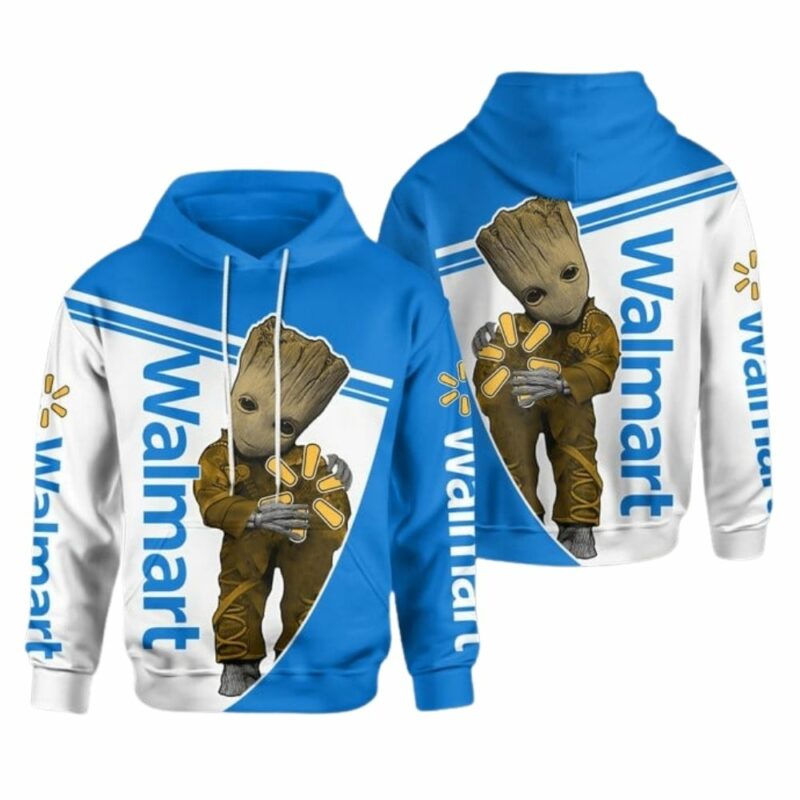Baby groot hold logo walmart 3d hoodie 1