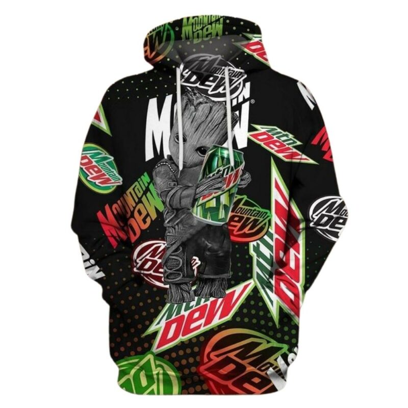 Baby groot hug moutain dew 3d hoodie 1