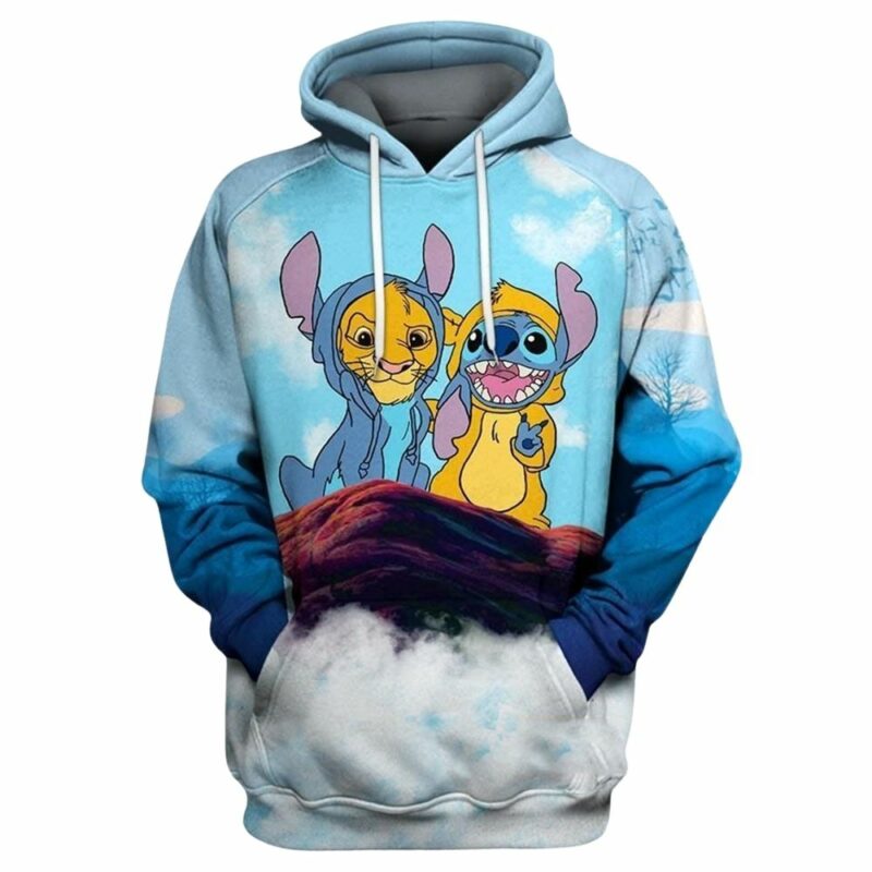 Baby simba and stitch cute lover 3d hoodie 1