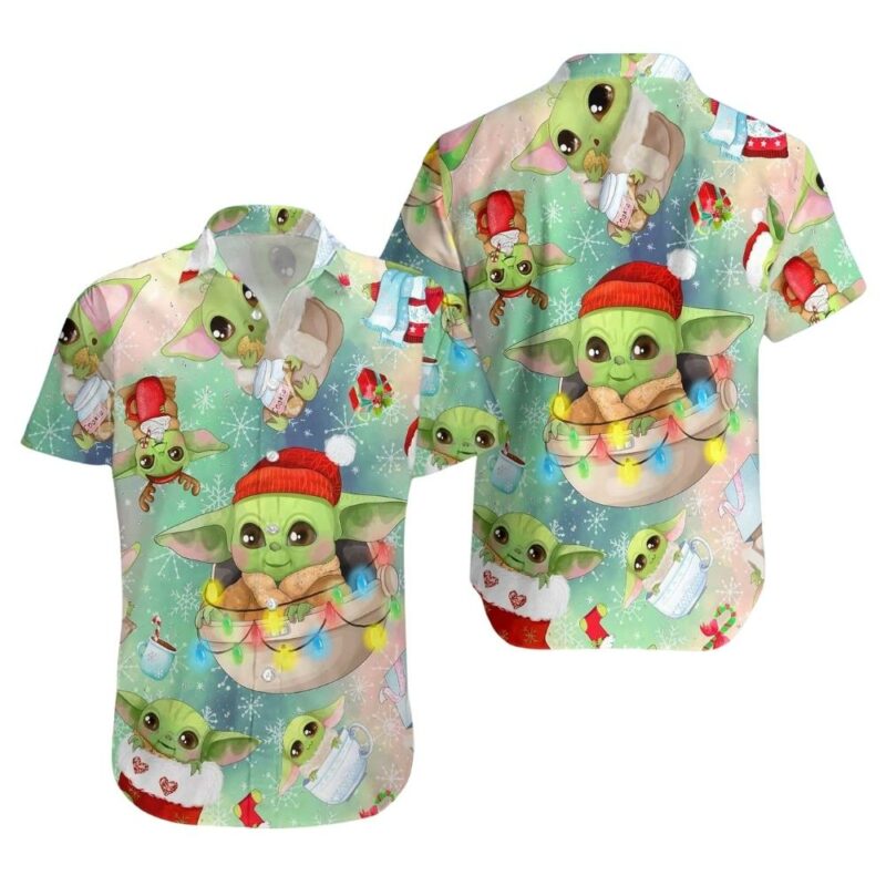Baby yoda christmas star wars summer hawaiian shirt 1
