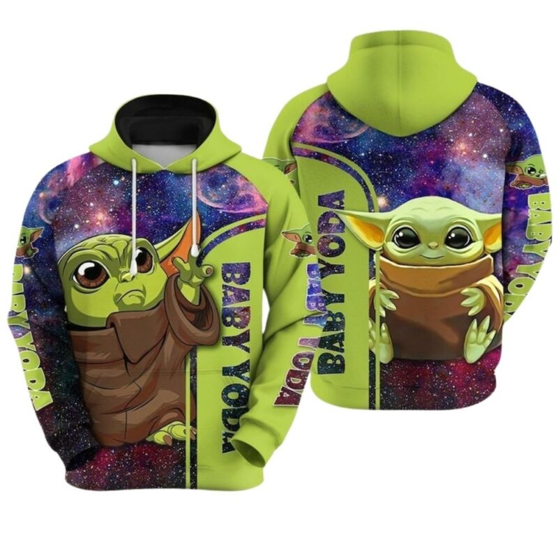 Baby yoda galaxy 3d hoodie 1