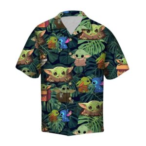 Baby Yoda Grogu Stitch Cute Hawaiian Shirt
