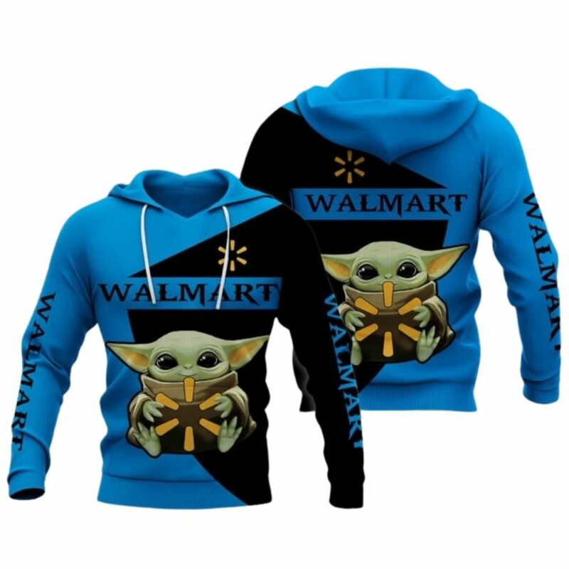 Baby yoda hug logo walmart 3d hoodie 1
