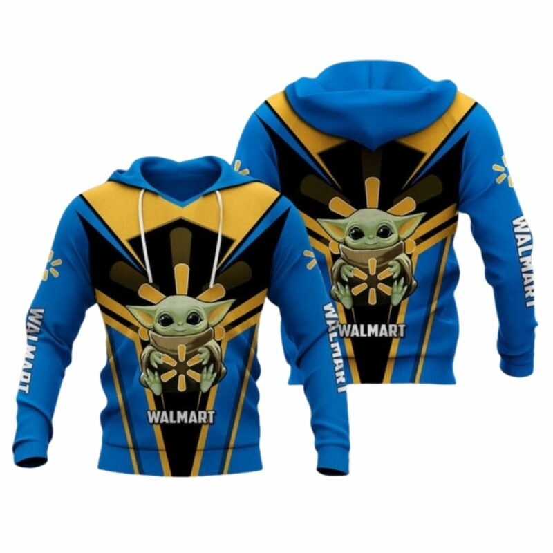 Baby yoda hug logo walmart uniform 3d hoodie 1
