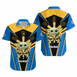 Baby Yoda Hug Logo Walmart Uniform Hawaiian Shirt