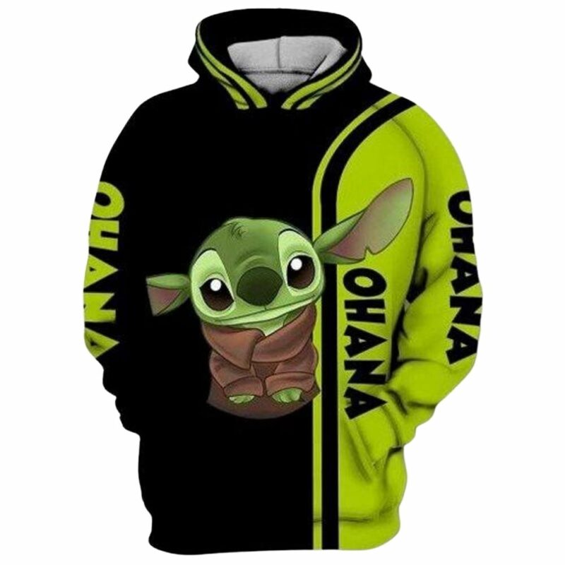 Baby yoda stitch lilo and stitch cute lover 3d hoodie 1