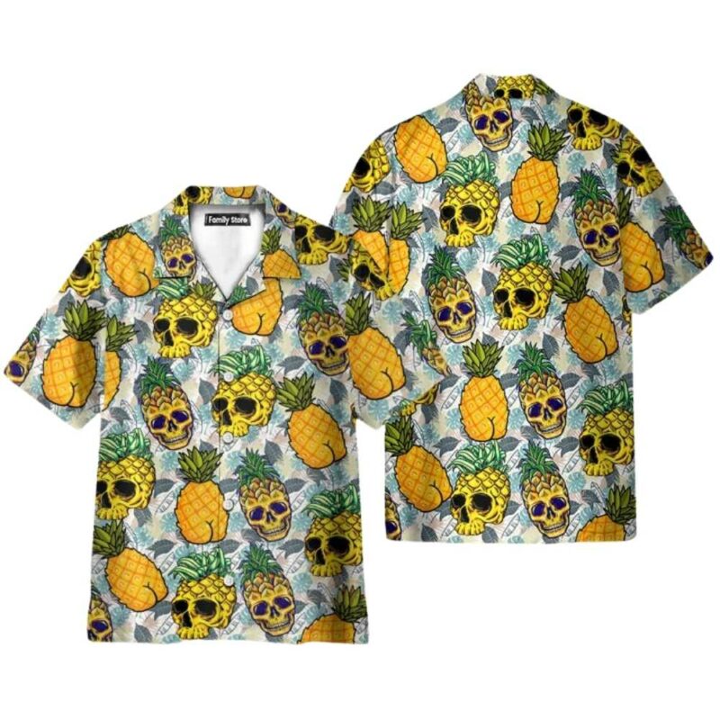 Beach skull pineapple funky hawaiian shirt 1