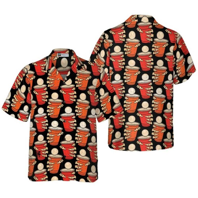 Beer pong halloween party hawaiian shirt 1