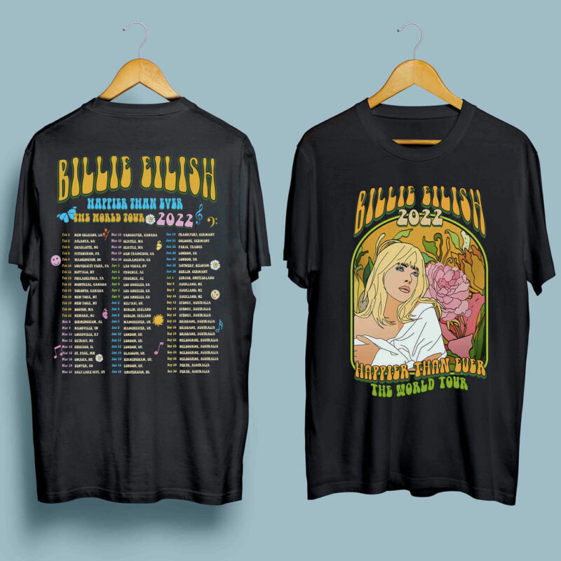 Billie Eilish Happier Than Ever The World Tour Concert 2022 Front 4 T Shirt