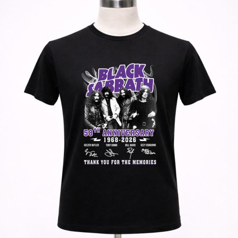 Black Sabbath 58th Anniversary 1968 2026 Thank You For The Memories 1 T Shirt 5
