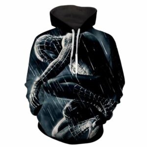 Black Spiderman Lonely In The Rain Cool All Over Print Hoodie
