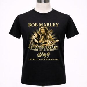 Bob Marley 45th Anniversary Signature Thank You For Your Music Shirt