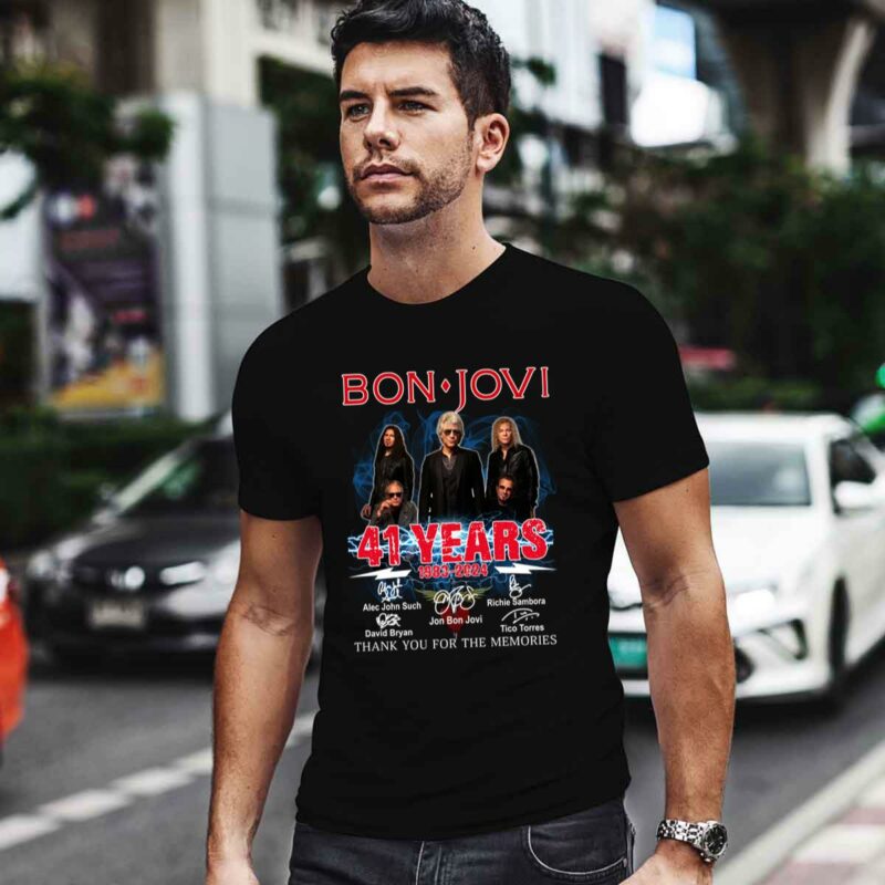 Bon Jovi 41 Years 1983 2024 Signatures 4 T Shirt