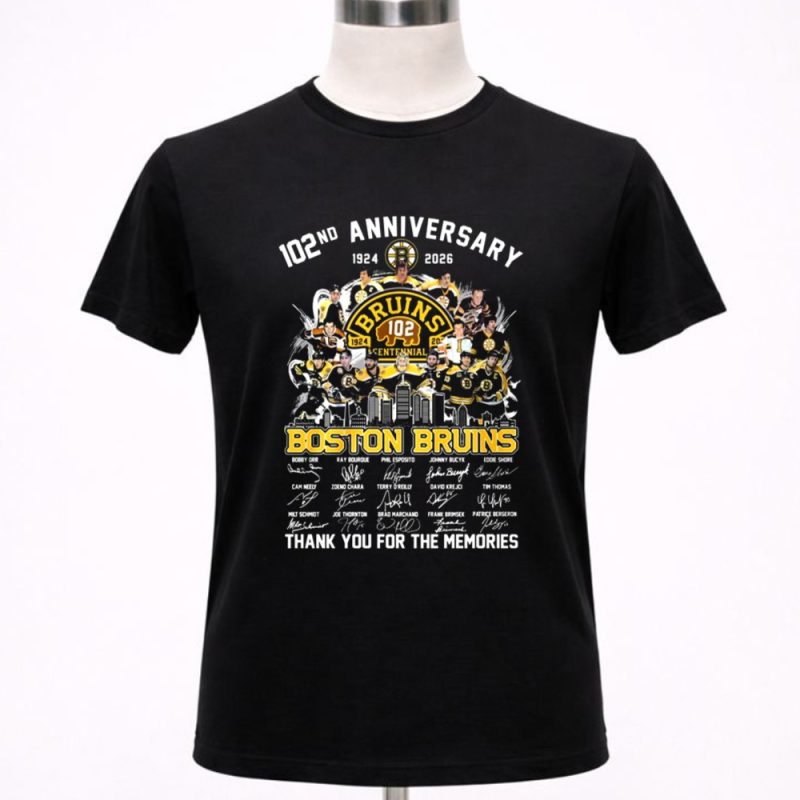 Boston Bruins 102nd Anniversary 1924 2026 Signature Thank You For The Memories 1 T Shirt.jpg