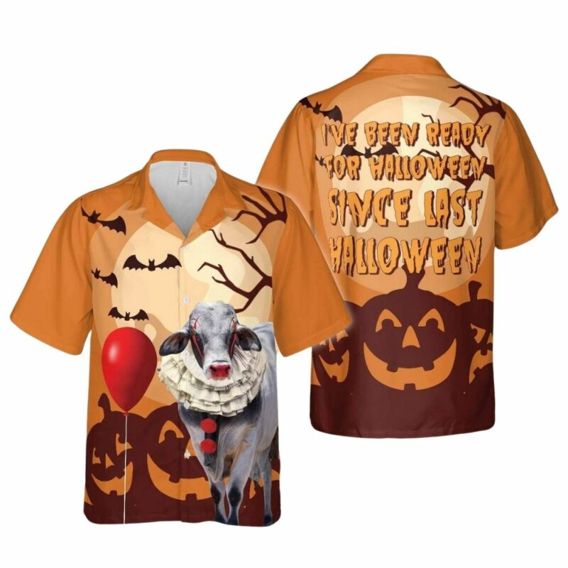 Brahman cattle halloween ready hawaiian shirt 1