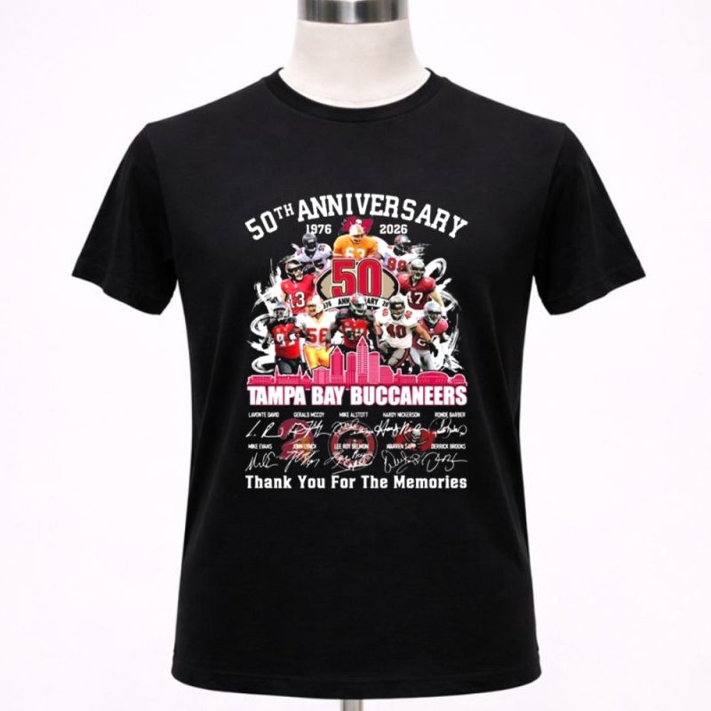 Buccaneers 50th Anniversary 1976 2026 Players Signatures Thank You For The Memories 1 T Shirt.jpg