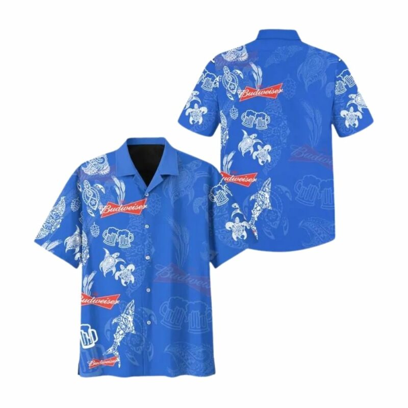 Budweiser Beer Pattern Sea Hawaiian Shirt