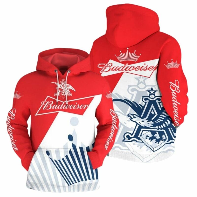 Budweiser Logo Red And White All Over Print Hoodie