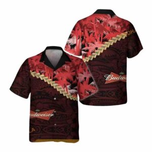 Budweiser Palm Tree Blend Polynesian Hawaiian Shirt