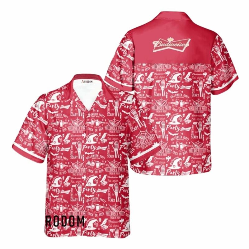 Budweiser Red Halloween Patterns Hawaiian Shirt